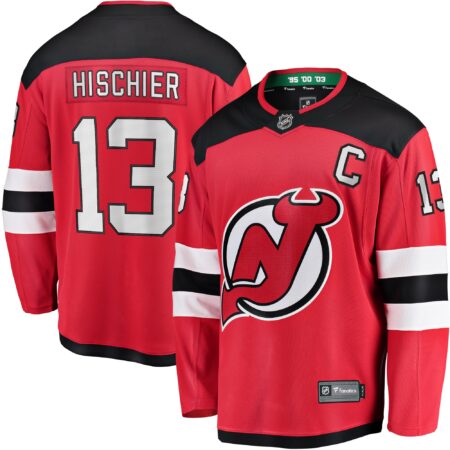 Nico Hischier New Jersey Devils Captain Patch Home Breakaway Jersey - Red