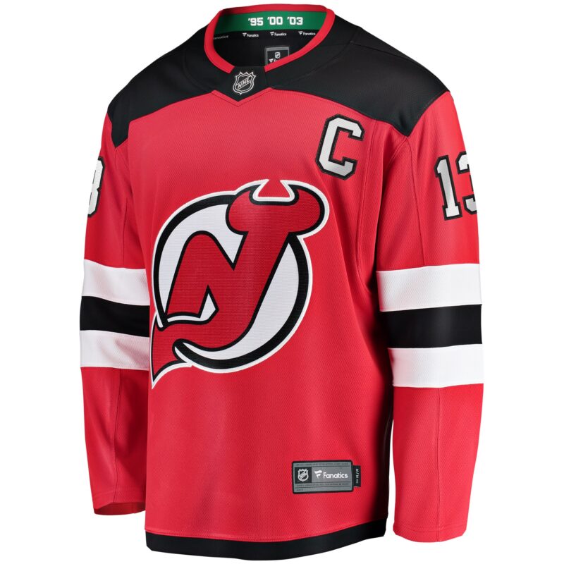 Nico Hischier New Jersey Devils Captain Patch Home Breakaway Jersey - Red - Image 2