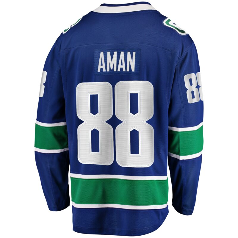 Nils Aman Vancouver Canucks Home Premier Breakaway Player Jersey - Blue - Image 3