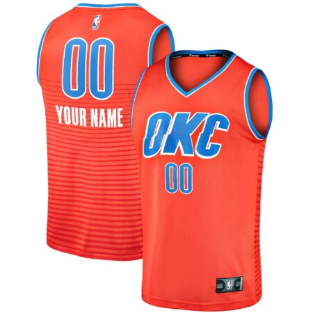 Oklahoma City Thunder Fast Break Custom Jersey - Orange - Statement Edition
