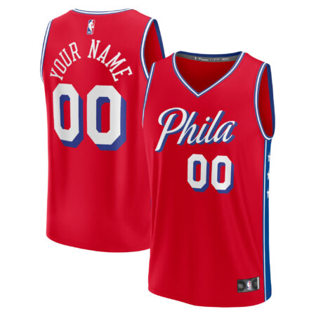Philadelphia 76ers Fast Break Custom Jersey - Red - Statement Edition