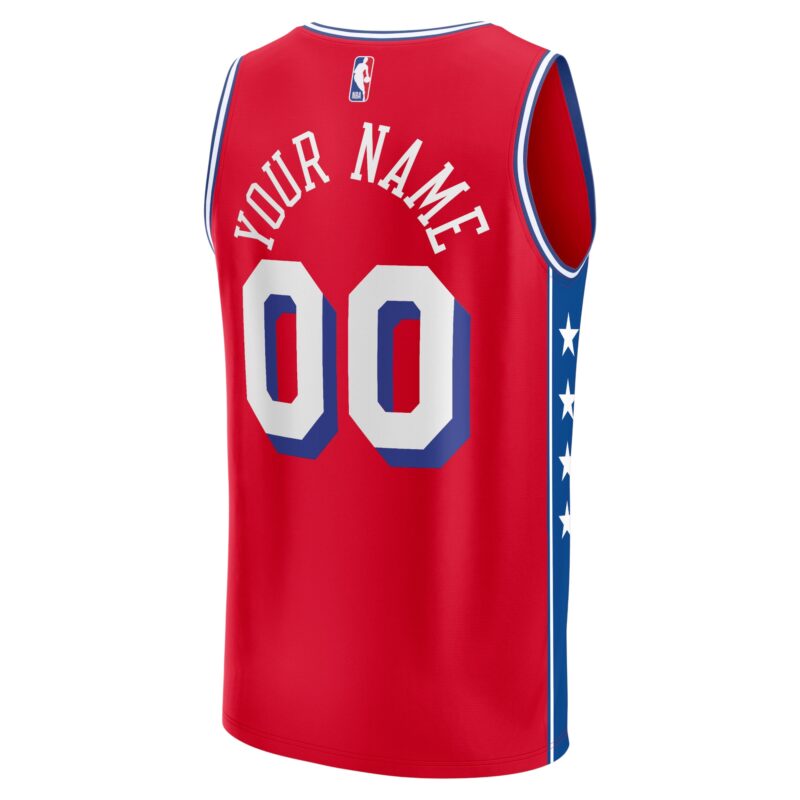 Philadelphia 76ers Fast Break Custom Jersey - Red - Statement Edition - Image 3