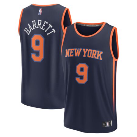 RJ Barrett New York Knicks Fast Break Player Jersey - Statement Edition - Navy