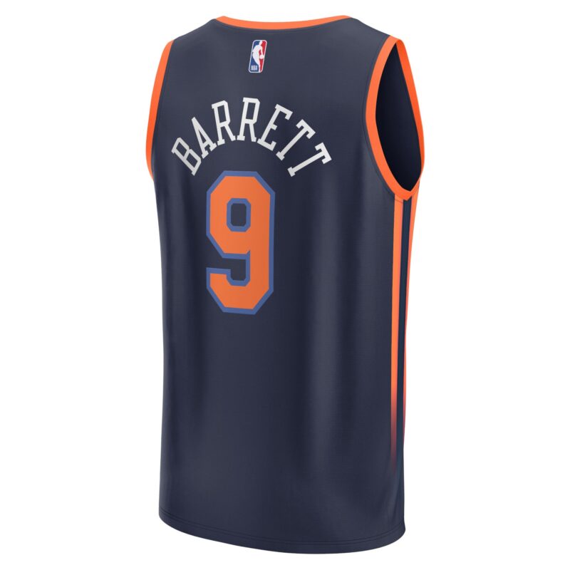 RJ Barrett New York Knicks Fast Break Player Jersey - Statement Edition - Navy - Image 3