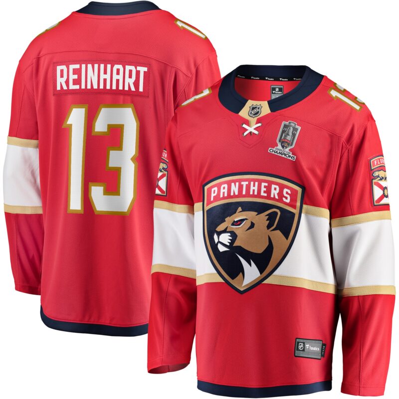 Sam Reinhart Florida Panthers Home 2024 Stanley Cup Champions Breakaway Player Jersey – Red