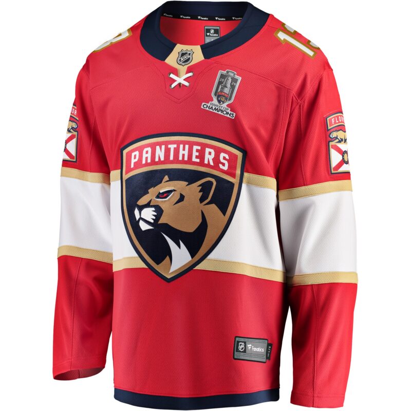 Sam Reinhart Florida Panthers Home 2024 Stanley Cup Champions Breakaway Player Jersey – Red - Image 2