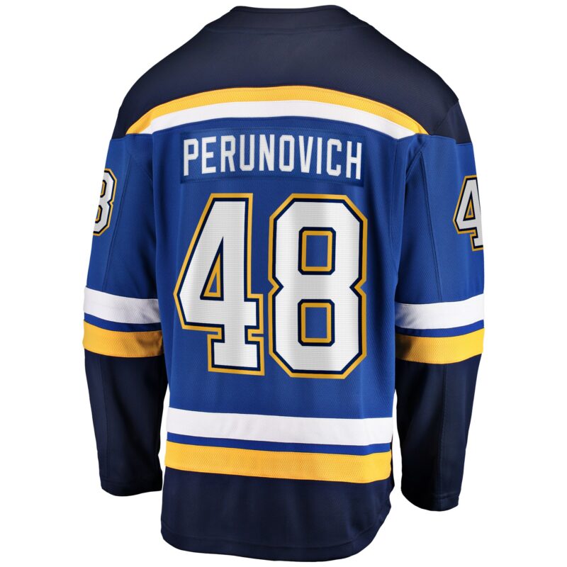 Scott Perunovich St. Louis Blues Home Premier Breakaway Player Jersey - Blue - Image 3