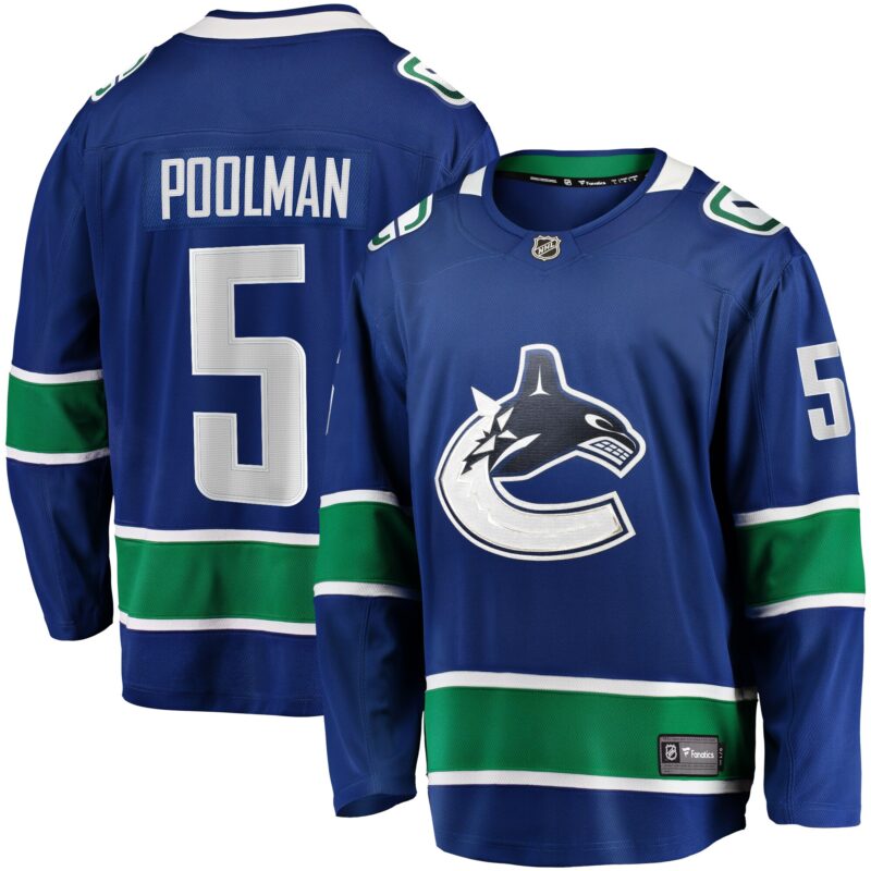 Tucker Poolman Vancouver Canucks Home Premier Breakaway Player Jersey - Blue