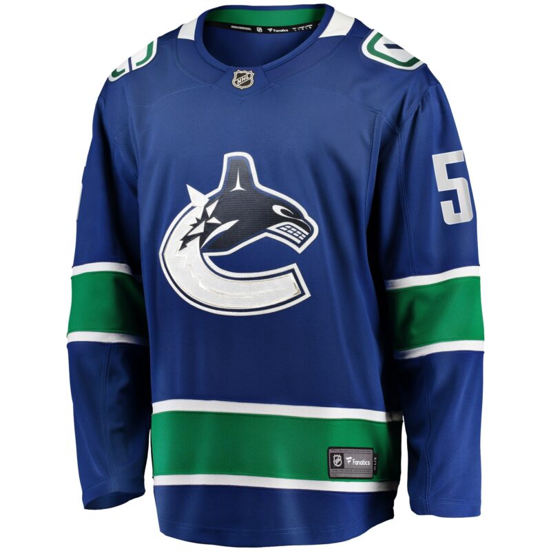 Tucker Poolman Vancouver Canucks Home Premier Breakaway Player Jersey - Blue - Image 2