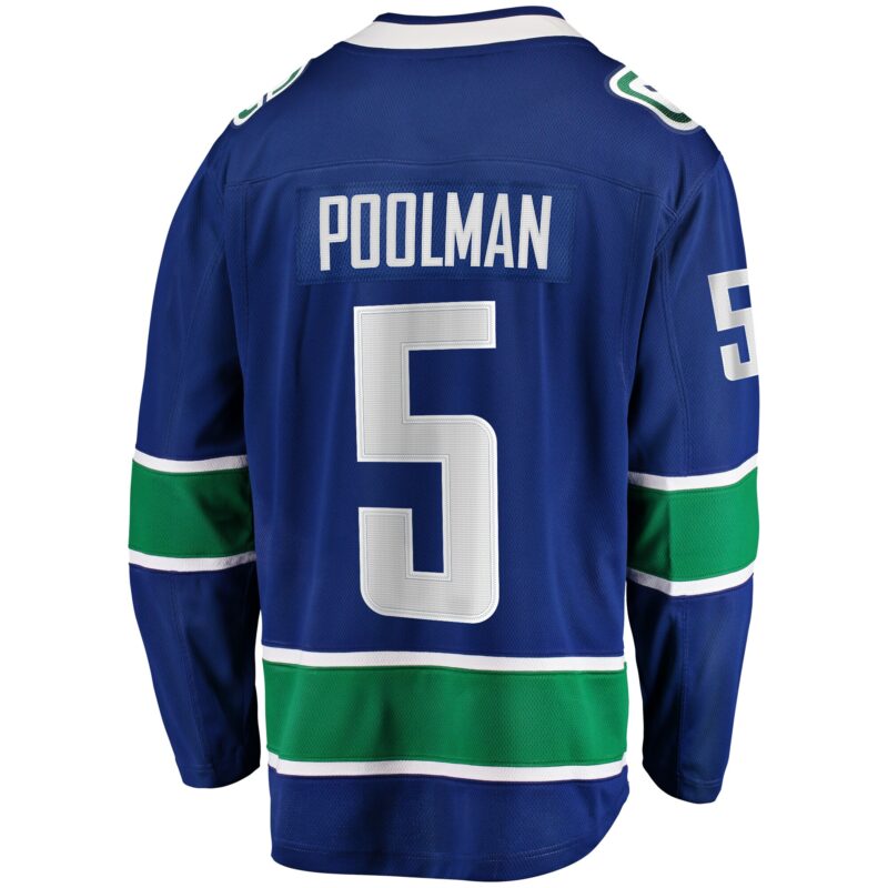 Tucker Poolman Vancouver Canucks Home Premier Breakaway Player Jersey - Blue - Image 3