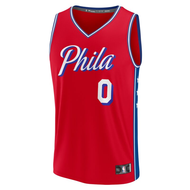 Tyrese Maxey Philadelphia 76ers Fast Break Player Jersey - Statement Edition - Red - Image 2