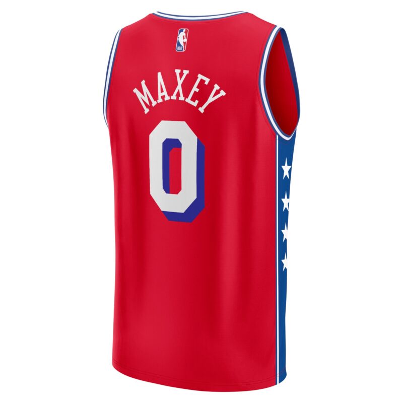 Tyrese Maxey Philadelphia 76ers Fast Break Player Jersey - Statement Edition - Red - Image 3