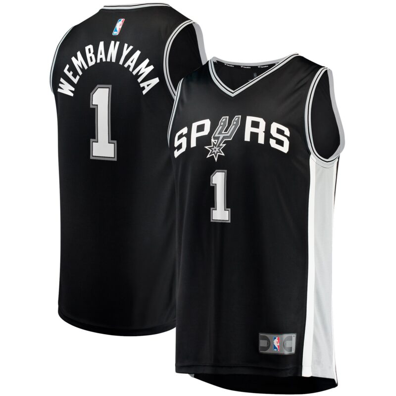 Victor Wembanyama San Antonio Spurs Big & Tall Fast Break Jersey Black - Icon Edition
