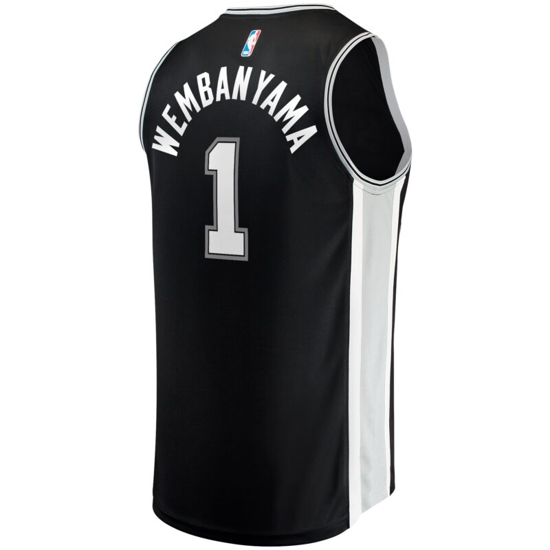 Victor Wembanyama San Antonio Spurs Big & Tall Fast Break Jersey Black - Icon Edition - Image 3