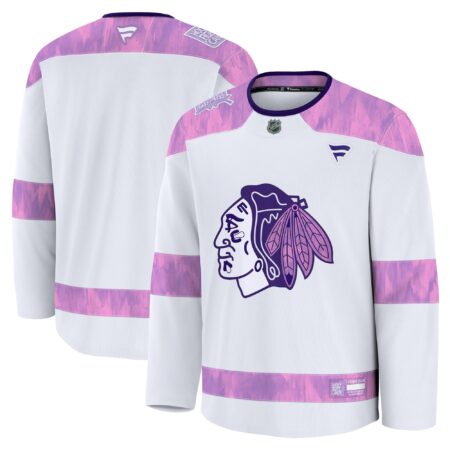 Chicago Blackhawks 2024 Hockey Fights Cancer Practice Jersey - White