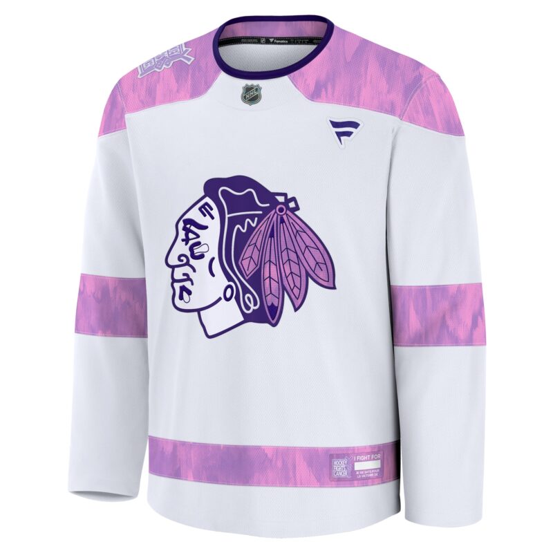Chicago Blackhawks 2024 Hockey Fights Cancer Practice Jersey - White - Image 2