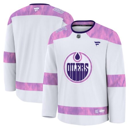 Edmonton Oilers 2024 Hockey Fights Cancer Practice Jersey - White