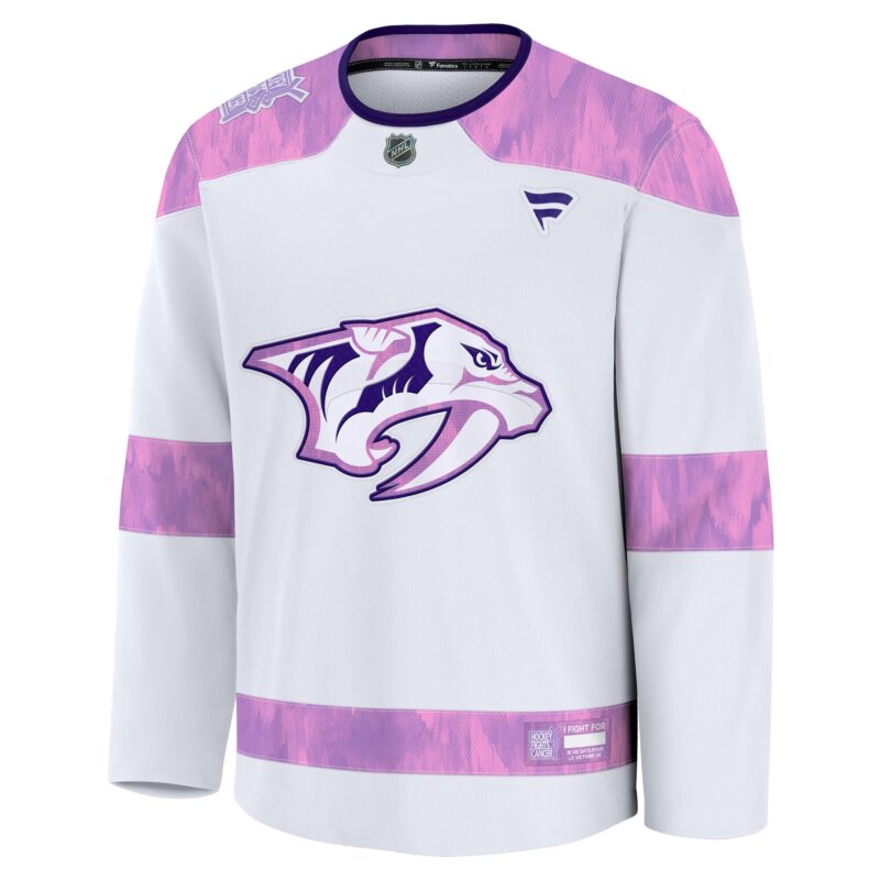 Nashville Predators 2024 Hockey Fights Cancer Practice Jersey - White - Image 2