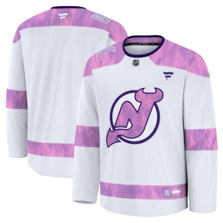 New Jersey Devils 2024 Hockey Fights Cancer Practice Jersey - White