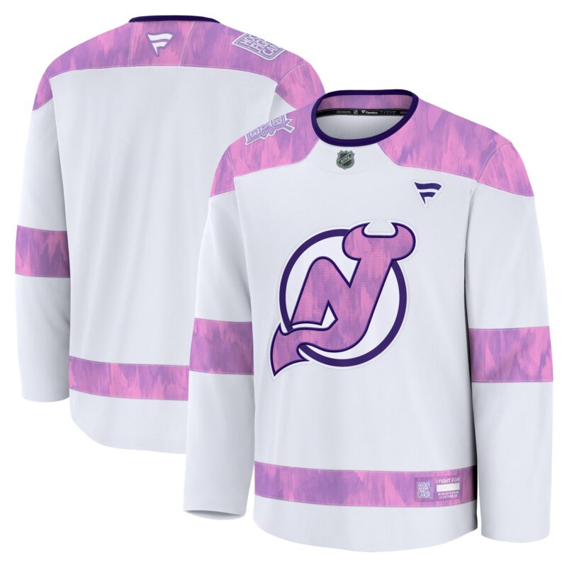 New Jersey Devils 2024 Hockey Fights Cancer Practice Jersey - White