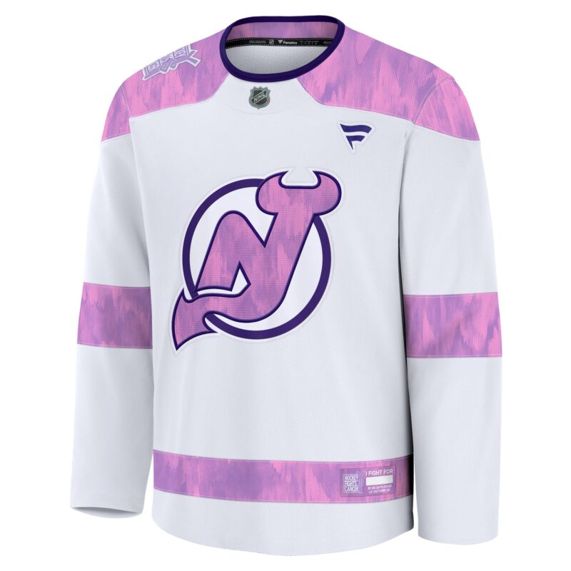 New Jersey Devils 2024 Hockey Fights Cancer Practice Jersey - White - Image 2