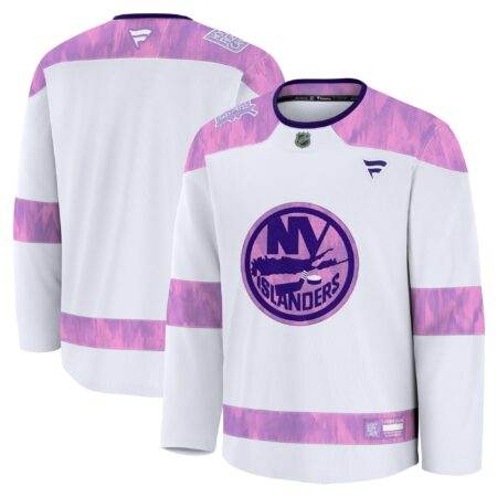 New York Islanders 2024 Hockey Fights Cancer Practice Jersey - White