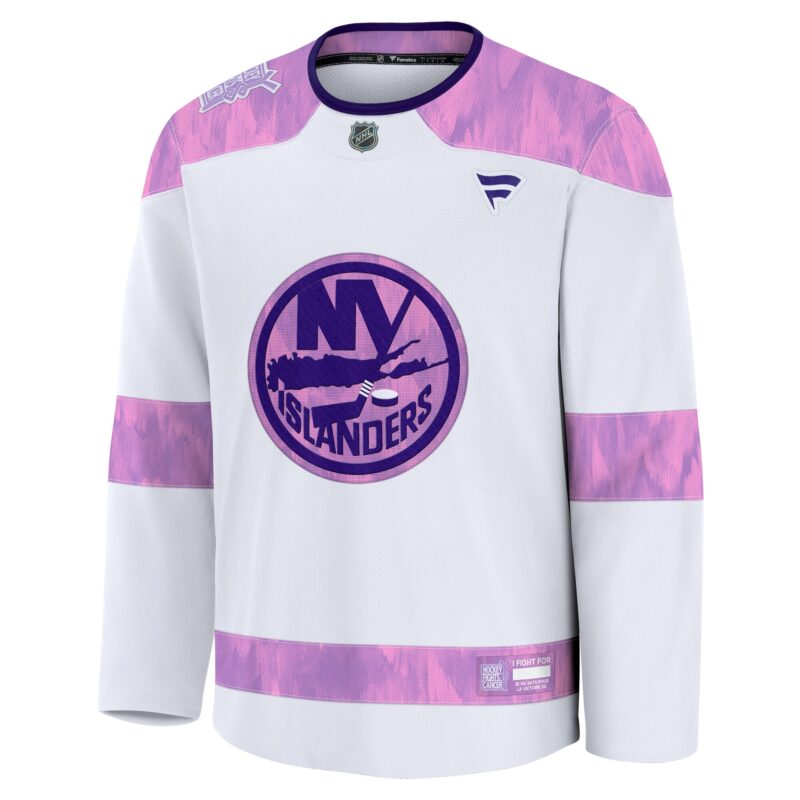 New York Islanders 2024 Hockey Fights Cancer Practice Jersey - White - Image 2