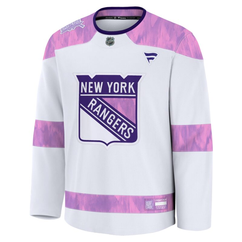 New York Rangers 2024 Hockey Fights Cancer Practice Jersey - White - Image 2