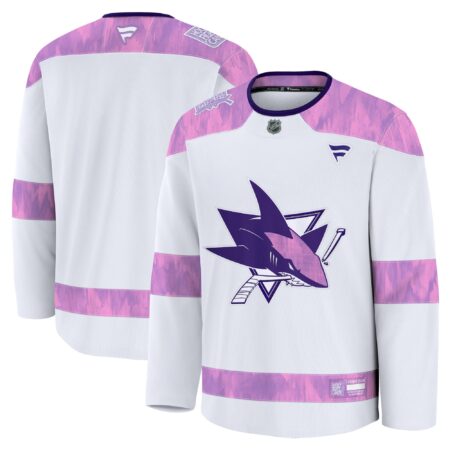 San Jose Sharks 2024 Hockey Fights Cancer Practice Jersey - White