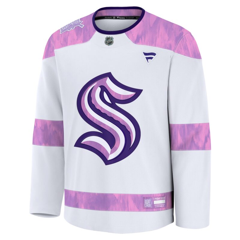 Seattle Kraken 2024 Hockey Fights Cancer Practice Jersey - White - Image 2