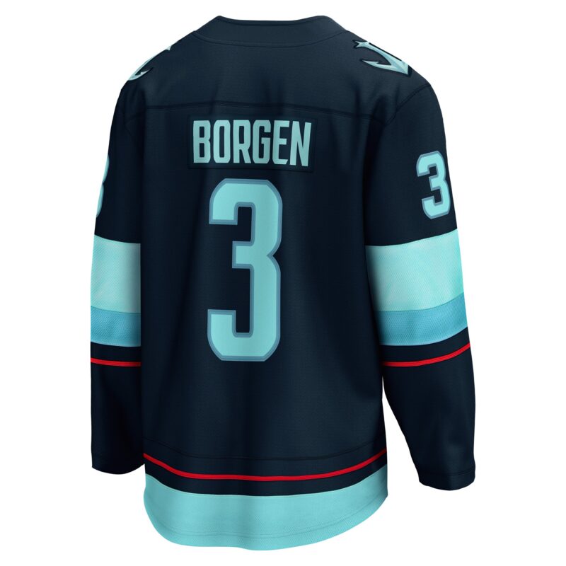 Will Borgen Seattle Kraken Home Breakaway Player Jersey - Deep Sea Blue - Image 3