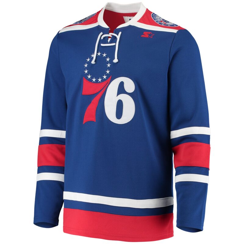 Philadelphia 76ers G-III Sports by Carl Banks Pointman Hockey Fashion Jersey - Royal - Image 2