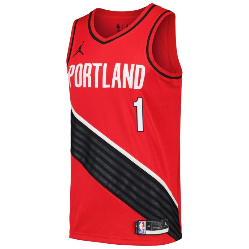 Anfernee Simons Portland Trail Blazers Brand Swingman Player Jersey - Statement Edition - Red - Image 2