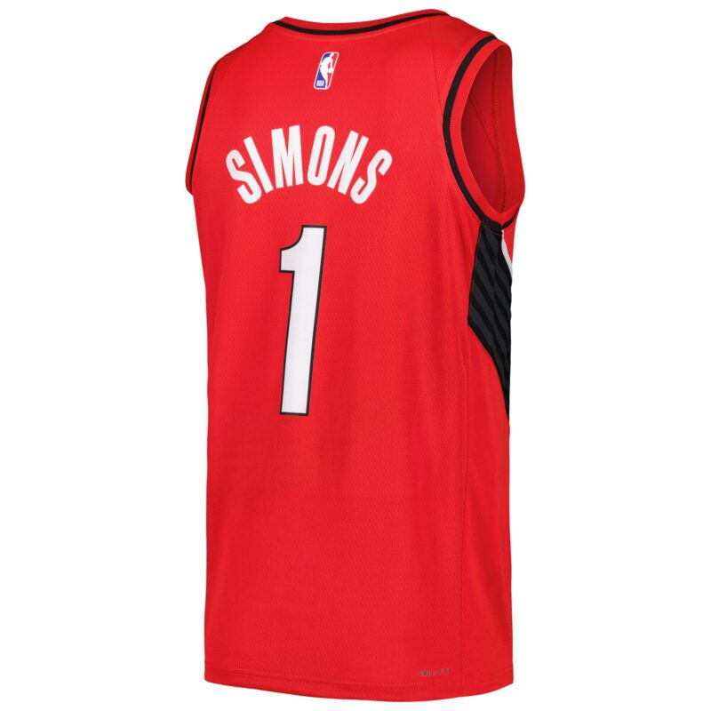 Anfernee Simons Portland Trail Blazers Brand Swingman Player Jersey - Statement Edition - Red - Image 3