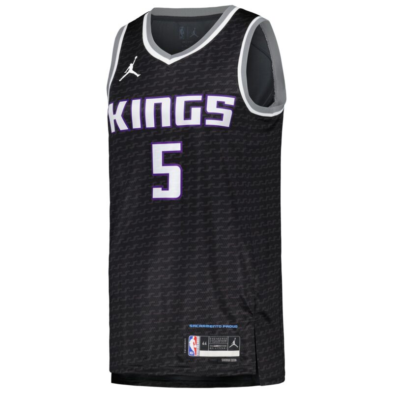 De'Aaron Fox Sacramento Kings Brand Swingman Player Jersey - Statement Edition - Black - Image 2