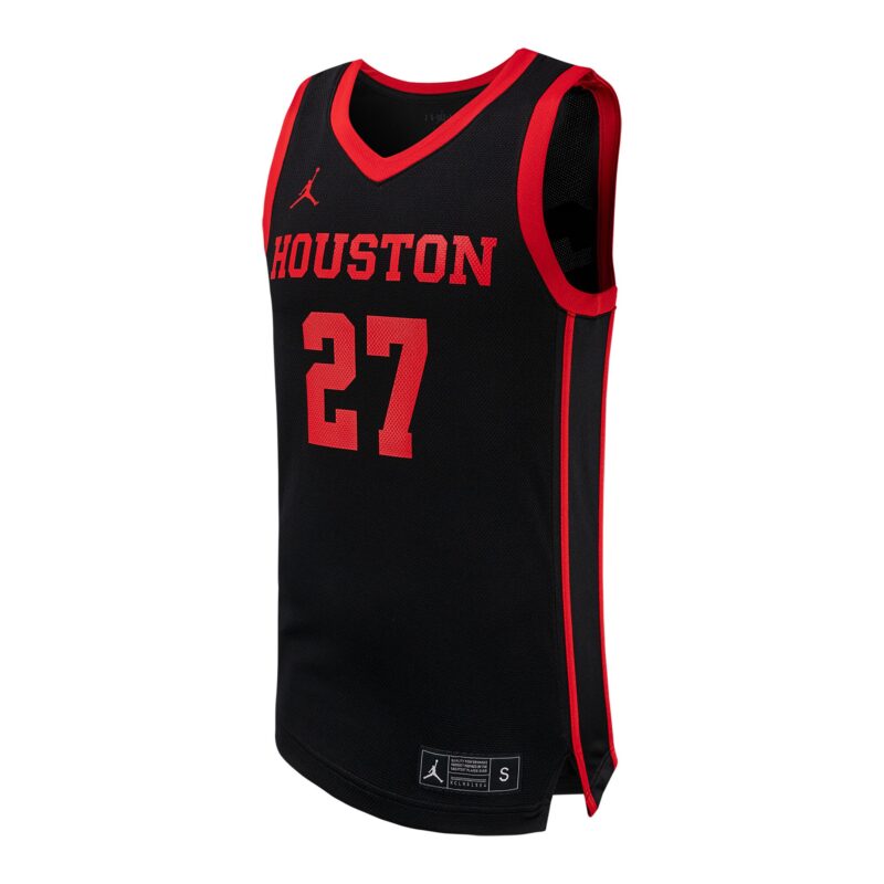 #27 Houston Cougars Brand Basketball Jersey - Black - Image 2