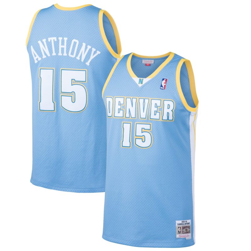 Carmelo Anthony Denver Nuggets Mitchell & Ness Hardwood Classics Swingman Jersey - Light Blue