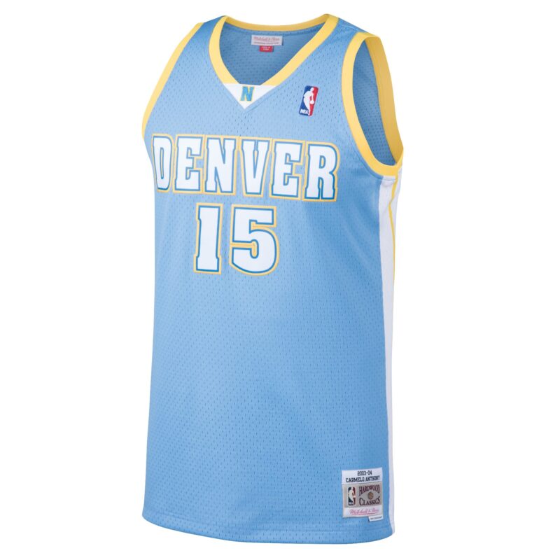 Carmelo Anthony Denver Nuggets Mitchell & Ness Hardwood Classics Swingman Jersey - Light Blue - Image 2