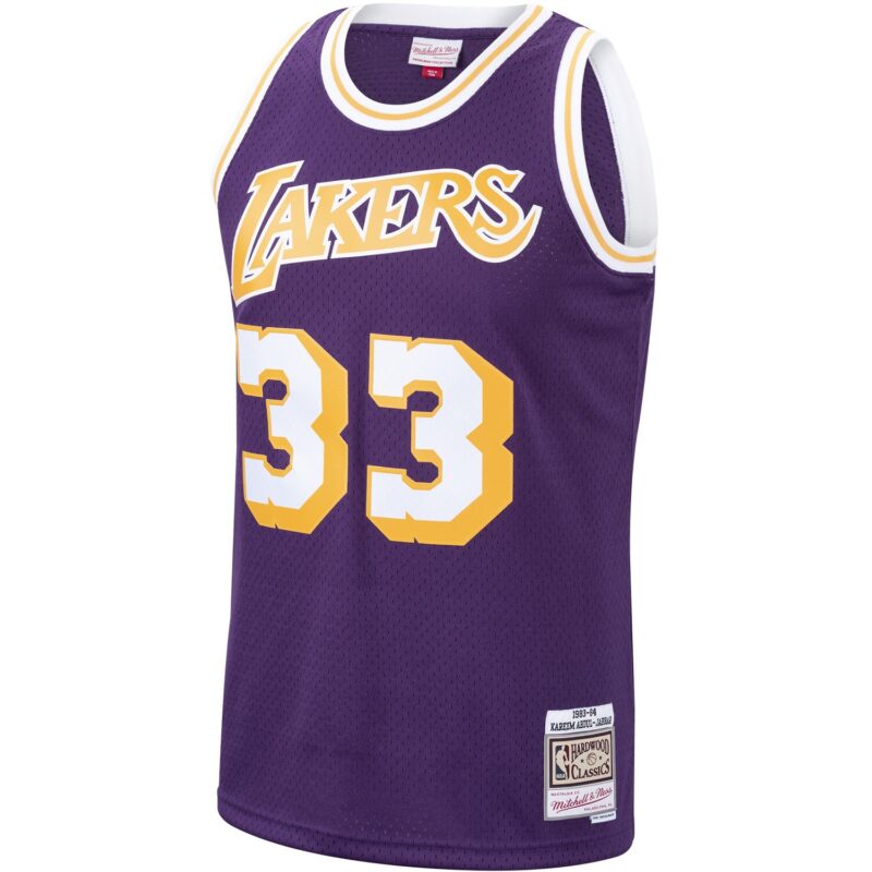 Kareem Abdul-Jabbar Los Angeles Lakers Mitchell & Ness Hardwood Classics Swingman Jersey - Purple - Image 2