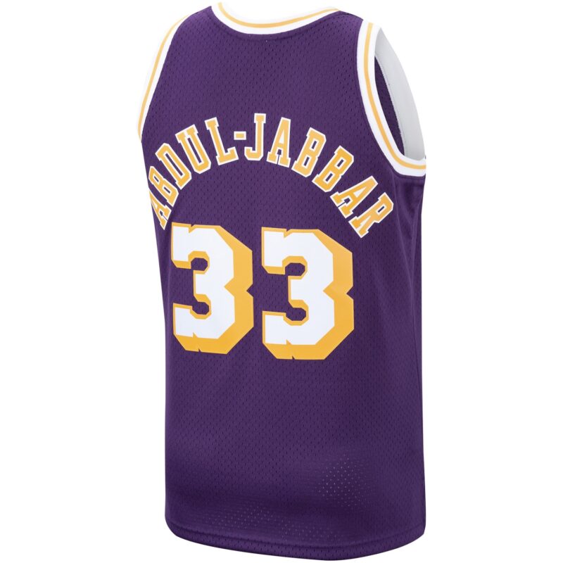 Kareem Abdul-Jabbar Los Angeles Lakers Mitchell & Ness Hardwood Classics Swingman Jersey - Purple - Image 3