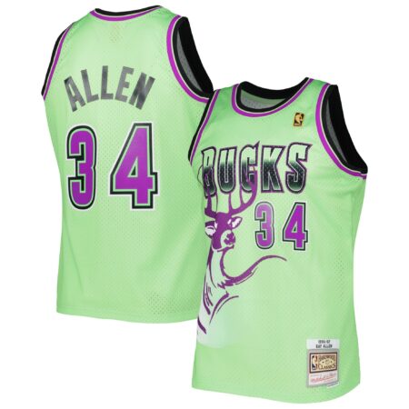 Ray Allen Milwaukee Bucks Mitchell & Ness 1996-97 Hardwood Classics Reload 3.0 Swingman Jersey - Green