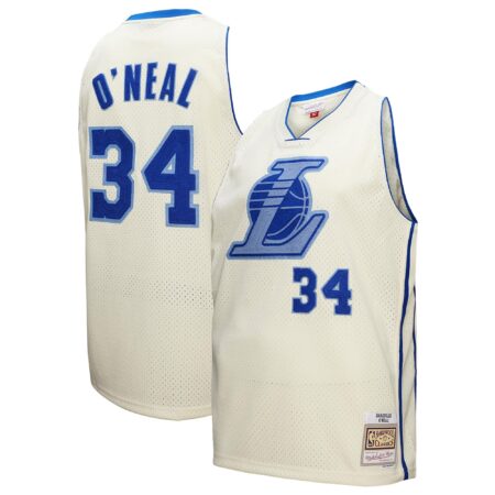 Shaquille O'Neal Los Angeles Lakers Mitchell & Ness Chainstitch Swingman Jersey - Cream