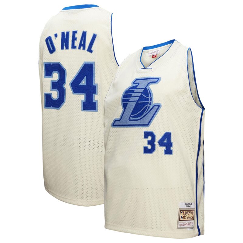 Shaquille O'Neal Los Angeles Lakers Mitchell & Ness Chainstitch Swingman Jersey - Cream