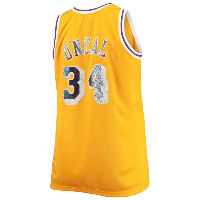 Shaquille O'Neal Los Angeles Lakers Mitchell & Ness Big & Tall 1996-97 Basketball 75th Anniversary Diamond Swingman Jersey - Gold - Image 3