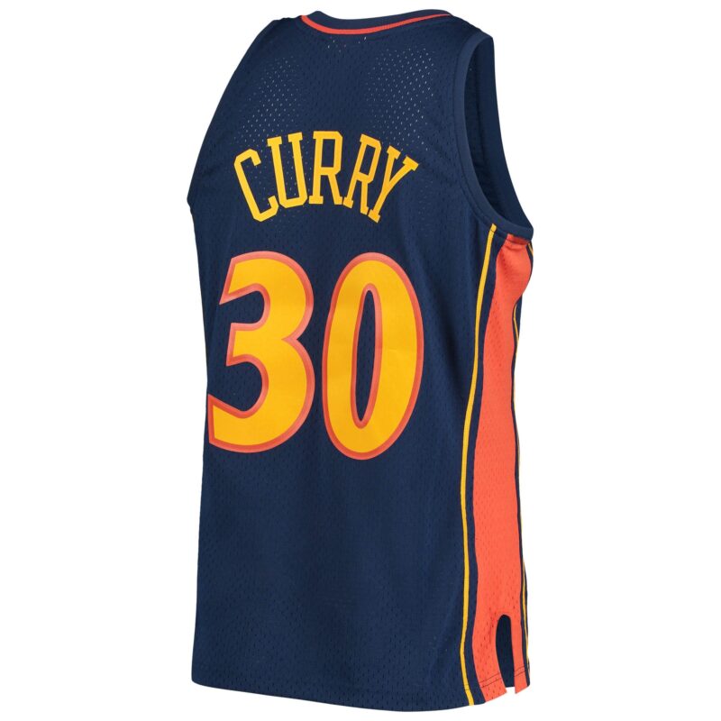 Stephen Curry Golden State Warriors Mitchell & Ness Hardwood Classics Swingman Jersey - Navy - Image 3