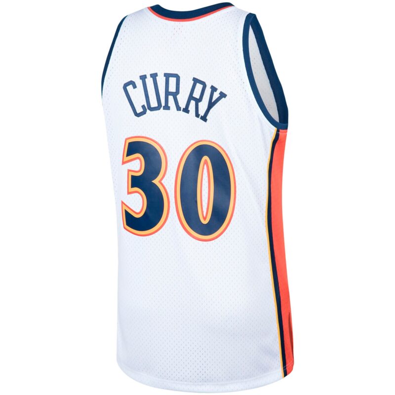 Stephen Curry Golden State Warriors Mitchell & Ness Hardwood Classics Swingman Jersey - White - Image 3