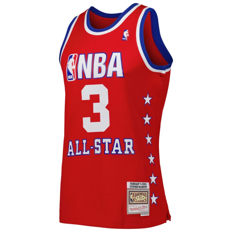 Stephon Marbury Western Conference Mitchell & Ness 2003 All Star Game Swingman Jersey - Red - Image 2