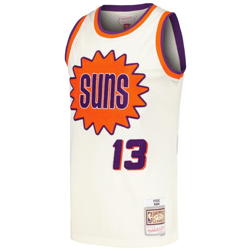 Steve Nash Phoenix Suns Mitchell & Ness Chainstitch Swingman Jersey - Cream - Image 2