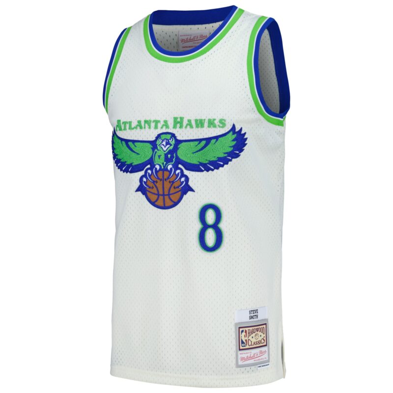 Steve Smith Atlanta Hawks Mitchell & Ness Chainstitch Swingman Jersey - Cream - Image 2