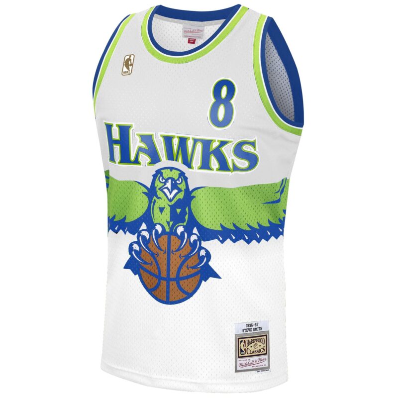 Steve Smith Atlanta Hawks Mitchell & Ness 1996-97 Hardwood Classics Reload 3.0 Swingman Jersey - White - Image 2